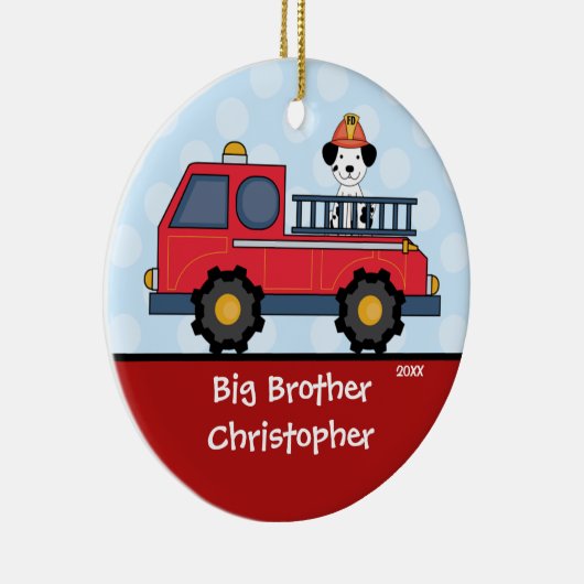 Firetruck Big Brother kerstversiering Keramisch Ornament (Rechts)