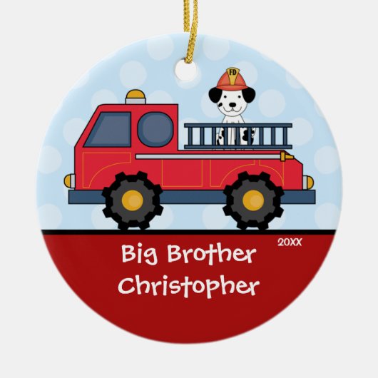 Firetruck Big Brother kerstversiering Keramisch Ornament (Voorkant)