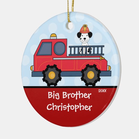 Firetruck Big Brother kerstversiering Keramisch Ornament (Links)