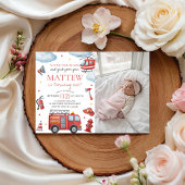Firetruck Birthday Invite With Photo Kaart