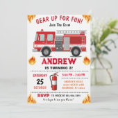 Firetruck Birthday Party for boy Kaart (Staand voorkant)