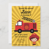 FireTruck Birthday Party Invitation Kaart (Voorkant)