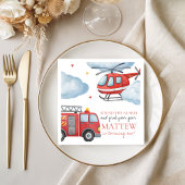 Firetruck Birthday Party Napkin Servet