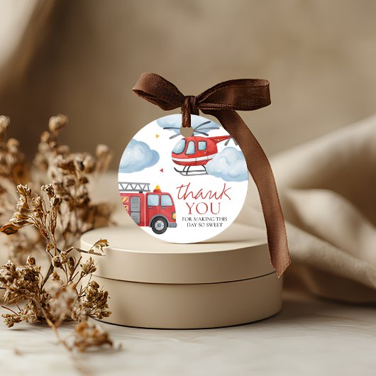 Firetruck Birthday Thank You Tag Bedankjes Labels