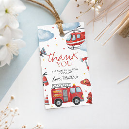 Firetruck Birthday Thank You Tag Cadeaulabel