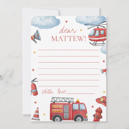 Firetruck Birthday Time Capsule Card Kaart (Voorkant)