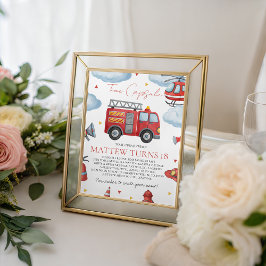 Firetruck Birthday Time Capsule Sign Reclamebord Met Voetstuk