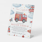 Firetruck Birthday Time Capsule Sign Reclamebord Met Voetstuk (Voorkant)