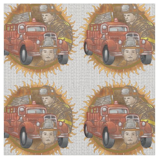 Firetruck Buddy Brandweerman Fabric Stof (Close Up)