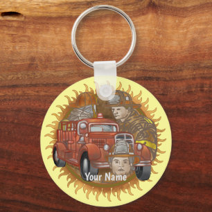 Firetruck Buddy Firefighter aangepaste brandweerma Sleutelhanger