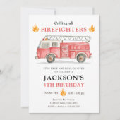 Firetruck Calling All Firefigthers Boy Birthday Kaart (Voorkant)