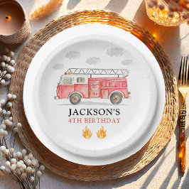 Firetruck Calling All Firefigthers Boy Birthday Papieren Bordje