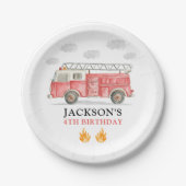 Firetruck Calling All Firefigthers Boy Birthday Papieren Bordje (Voorkant)