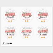 Firetruck Calling All Firefigthers Boy Birthday Ronde Sticker (Vel)