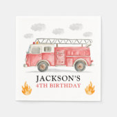 Firetruck Calling All Firefigthers Boy Birthday Servet (Voorkant)