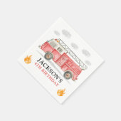 Firetruck Calling All Firefigthers Boy Birthday Servet (Hoek)