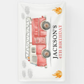 Firetruck Calling All Firefigthers Boy Birthday Spandoek (Verticaal)