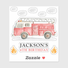 Firetruck Calling All Firefigthers Boy Birthday Sticker