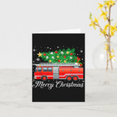 Firetruck Christmas Tree Funny Xmas Pajamas Firefi Kaart (Gele Bloem)