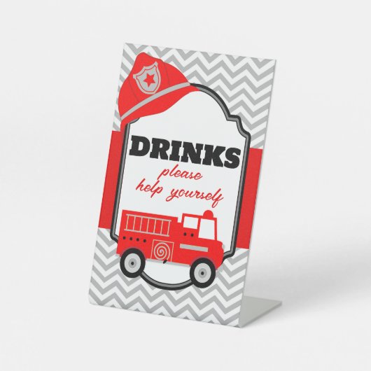 Firetruck Drink Party Display Reclamebord Met Voetstuk (Voorkant)