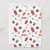 Firetruck Eerste Verjaardagsfeestuitnodiging Kaart (Achterkant)