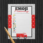 Firetruck Emoji Pictionary Baby shower Game Pack Notitieblok