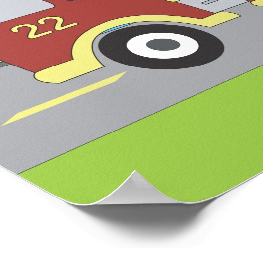 FIRETRUCK Fire Engine Boys Room Afdrukken Poster (Hoek)