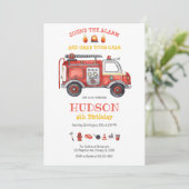 Firetruck Firefighter Kids Birthday Invitation Kaart (Staand voorkant)