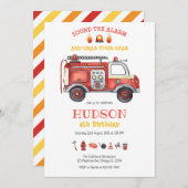 Firetruck Firefighter Kids Birthday Invitation Kaart (Voorkant / Achterkant)