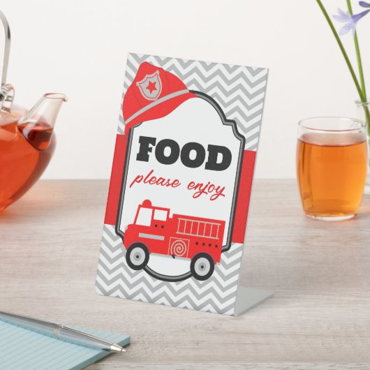 Firetruck Food Party Display Reclamebord Met Voetstuk (Insitu)