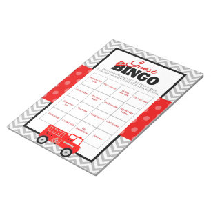 Firetruck gast Bingo Baby shower spel - 40 Pack Notitieblok