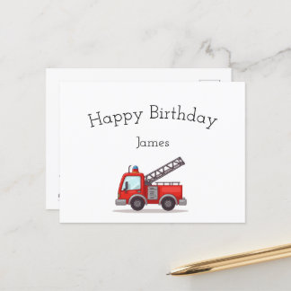 Firetruck Happy Birthday kaart