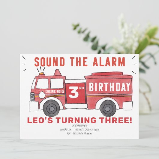 FIRETRUCK INVITE KAART (Staand voorkant)