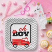 Firetruck Jongen Baby shower Party Papieren Bordje (Feest)