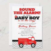 Firetruck Jongen Baby shower Uitnodiging (Voorkant)