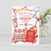 Firetruck Kid's Birthday Kaart (Staand voorkant)