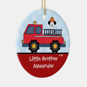 Firetruck Little Brother kerstversiering Keramisch Ornament (Rechts)