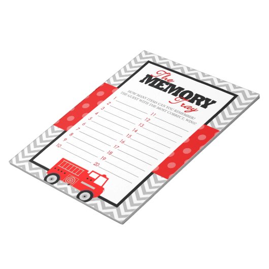 Firetruck Memory Tray Baby shower spel - 40 Pack Notitieblok (Schuin)