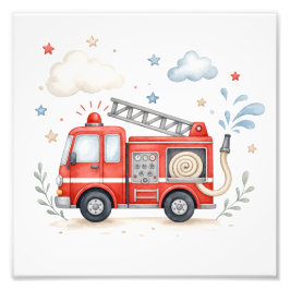 Firetruck Nursery Decor Foto Afdruk