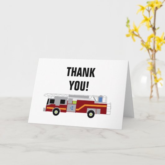 Firetruck Party Bedankt Kaart (Gele Bloem)