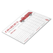 Firetruck Reward Chart Persoonlijke naam en taken Notitieblok (Schuin)