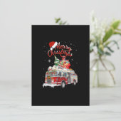 Firetruck Santa Sleigh Fireman-kerstvuurgevechten Kaart (Staand voorkant)