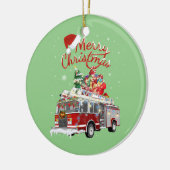 Firetruck Santa Sleigh Fireman-kerstvuurgevechten Keramisch Ornament (Links)