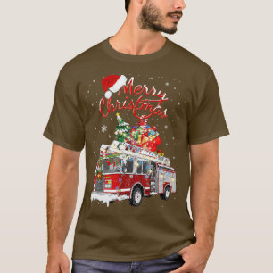 Firetruck Santa Sleigh Fireman-kerstvuurgevechten T-shirt