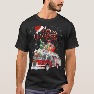 Firetruck Santa Sleigh Fireman-kerstvuurgevechten T-shirt