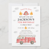 Firetruck Sound the Alarm Fireman Boy Birthday Kaart (Voorkant)