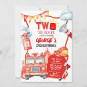 Firetruck Two The Rescue Kid's 2nd Birthday Kaart (Voorkant)