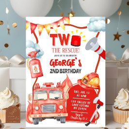 Firetruck Two The Rescue Kid's 2nd Birthday Kaart