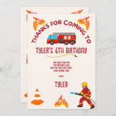 Firetruck verjaardagsfeestje bedankje bedankkaart (Voorkant / Achterkant)