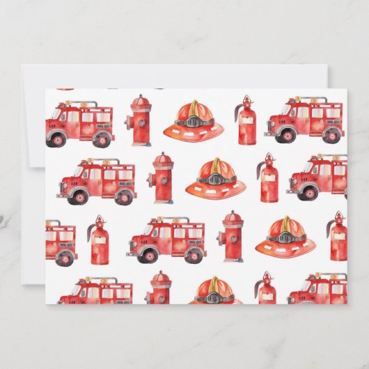 Firetruck verjaardagsuitnodiging klinkt het alarm kaart (Achterkant)